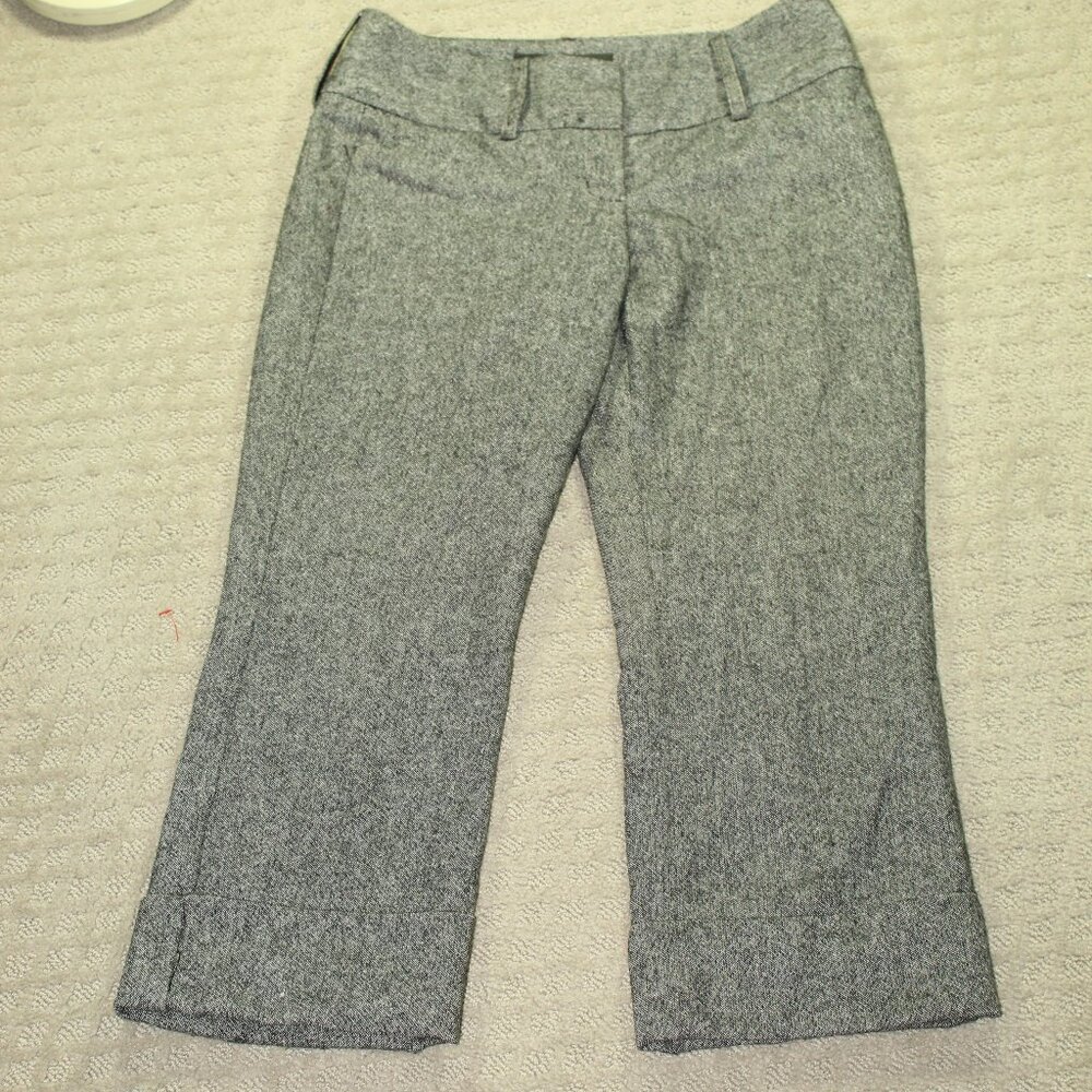 Express Editor Size 0 Black White Tweed Wool Blend Fully Lined Cuffed Pants - Picture 1 of 7
